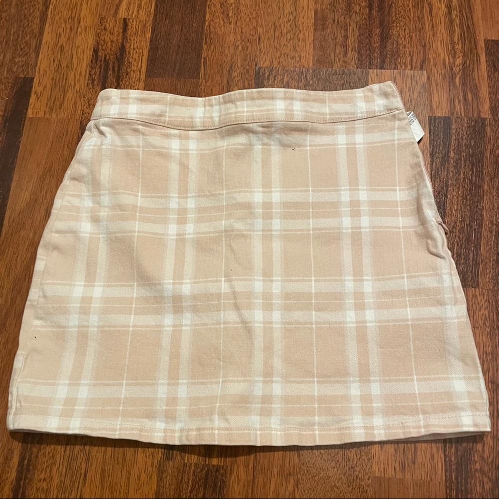 Forever 21 blush pink plaid fitted skirt